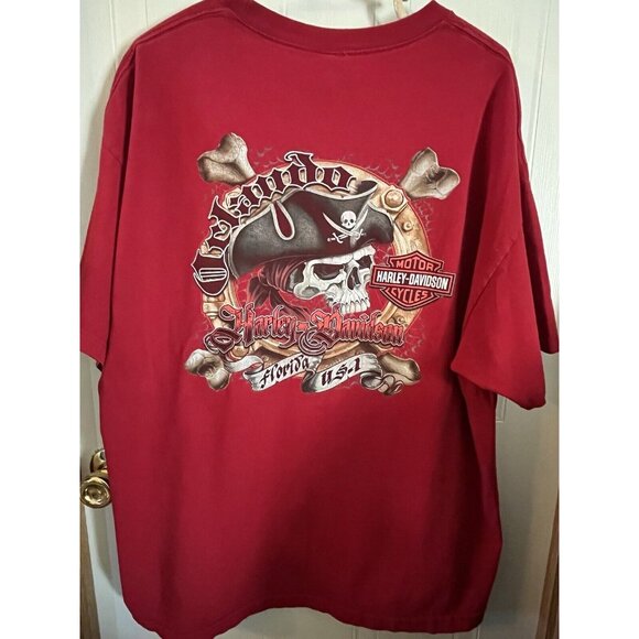 Harley Davidson T Shirt Men's 2xl Red Pirate Biker Double Sided Adult see photos - Picture 11 of 16